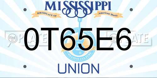 0T65E6 Mississippi License Plate