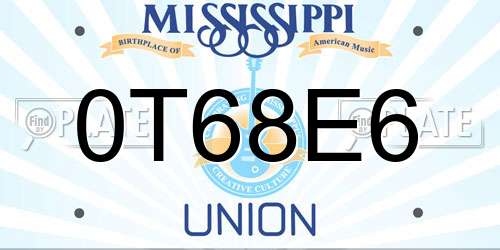 0T68E6 Mississippi License Plate