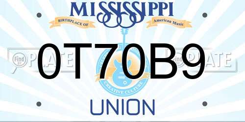 0T70B9 Mississippi License Plate
