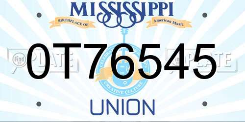 0T76545 Mississippi License Plate