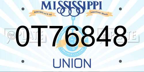 0T76848 Mississippi License Plate
