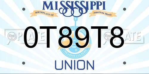 0T89T8 Mississippi License Plate