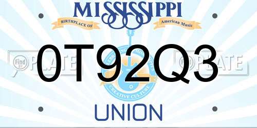 0T92Q3 Mississippi License Plate