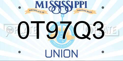 0T97Q3 Mississippi License Plate