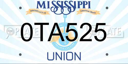 0TA525 Mississippi License Plate