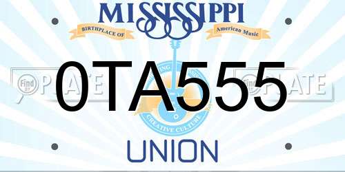 0TA555 Mississippi License Plate