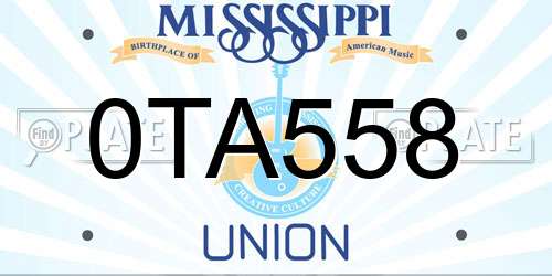 0TA558 Mississippi License Plate