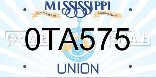 0TA575 Mississippi License Plate