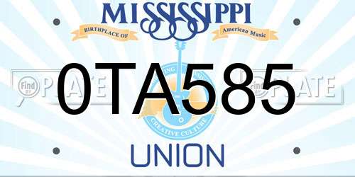 0TA585 Mississippi License Plate