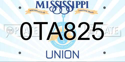 0TA825 Mississippi License Plate