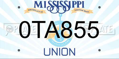 0TA855 Mississippi License Plate