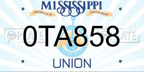 0TA858 Mississippi License Plate