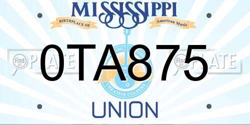 0TA875 Mississippi License Plate