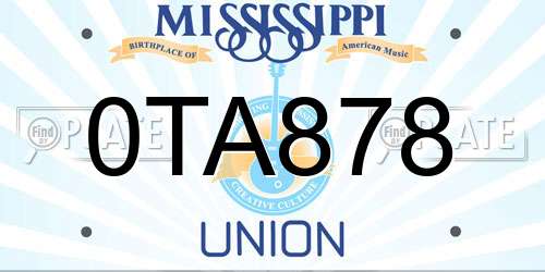 0TA878 Mississippi License Plate