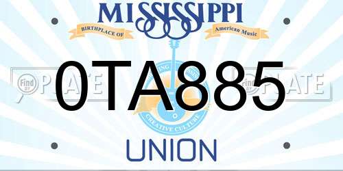 0TA885 Mississippi License Plate