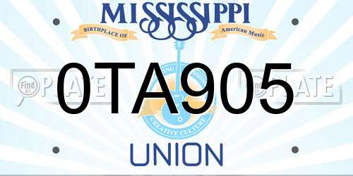 0TA905 Mississippi License Plate