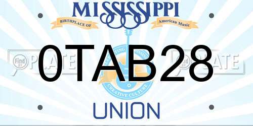 0TAB28 Mississippi License Plate