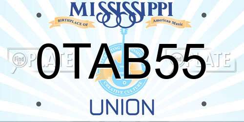 0TAB55 Mississippi License Plate