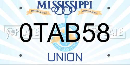 0TAB58 Mississippi License Plate