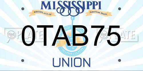 0TAB75 Mississippi License Plate