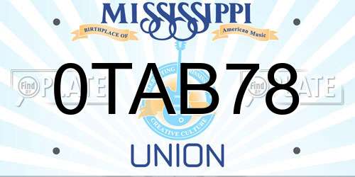 0TAB78 Mississippi License Plate