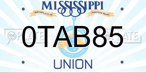 0TAB85 Mississippi License Plate