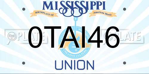 0TAI46 Mississippi License Plate