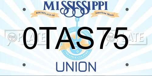 0TAS75 Mississippi License Plate