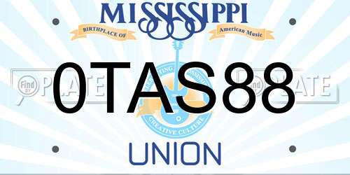 0TAS88 Mississippi License Plate
