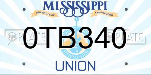 0TB340 Mississippi License Plate
