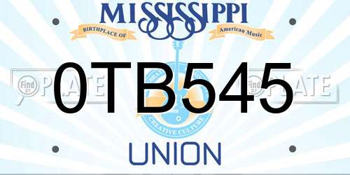 0TB545 Mississippi License Plate