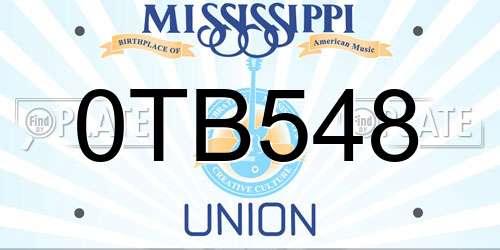 0TB548 Mississippi License Plate