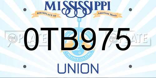 0TB975 Mississippi License Plate