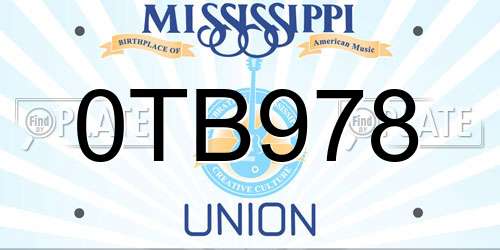 0TB978 Mississippi License Plate