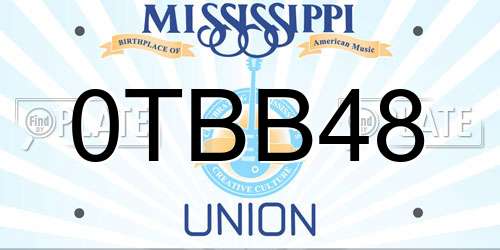 0TBB48 Mississippi License Plate
