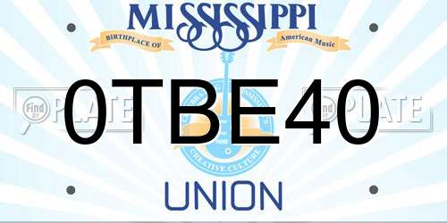 0TBE40 Mississippi License Plate