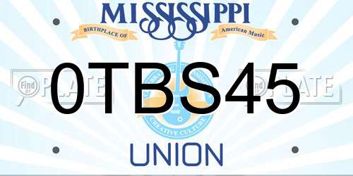 0TBS45 Mississippi License Plate