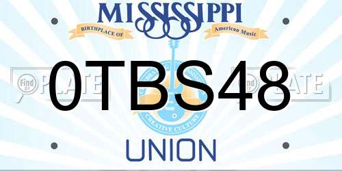 0TBS48 Mississippi License Plate