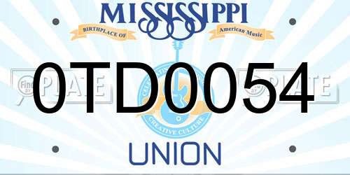0TD0054 Mississippi License Plate