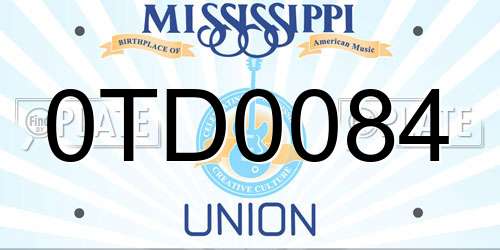 0TD0084 Mississippi License Plate