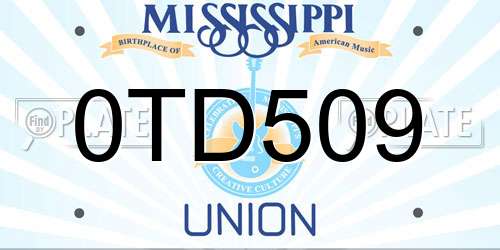 0TD509 Mississippi License Plate