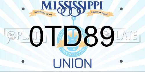 0TD89 Mississippi License Plate