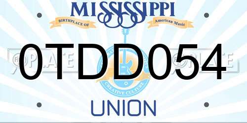 0TDD054 Mississippi License Plate