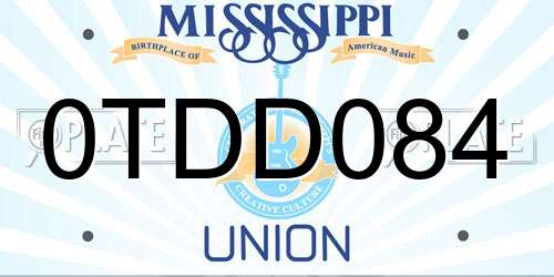 0TDD084 Mississippi License Plate