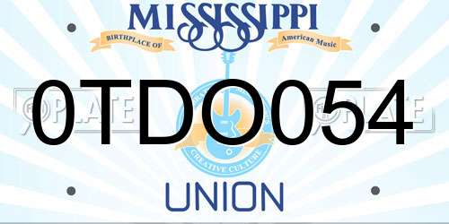 0TDO054 Mississippi License Plate