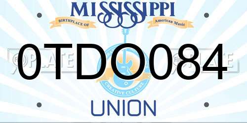 0TDO084 Mississippi License Plate