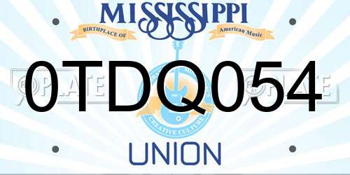 0TDQ054 Mississippi License Plate