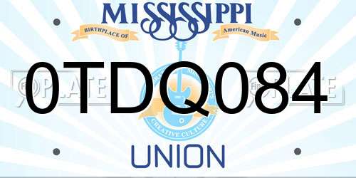 0TDQ084 Mississippi License Plate