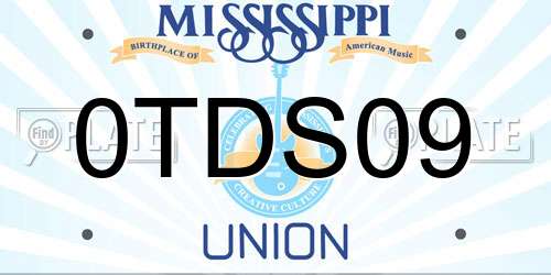 0TDS09 Mississippi License Plate