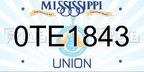 0TE1843 Mississippi License Plate